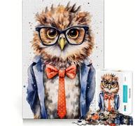 Owl Human Schoolers Jigsaw Puzzles 1000 Pieces for Teenagers Brain Skill Family Joy Exact Edge Memorable Gift (38x52cm)