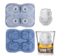 Owl Ice Cube Tray Mold - 3D Owl Shape Ice Cube Trays,Cute Icecube Molds for Whiskey Bourbon,4-Hole Large Fun Shapes Icecube Trays for Bourbon Brandy,Gifts for Mother's Day Father's Day