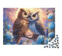Owl Illustration 1000 Piece Jigsaw Puzzle Paper for Adults Romantic Nature Floral Background Focus Relax Home Decor 38x26cm/1000pcs