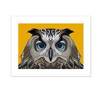 Owl Illustration On Orange Art Print Canvas Premium Wall Decor Poster