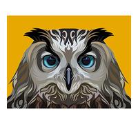 Owl Illustration On Orange Art Print Poster Wall Decor