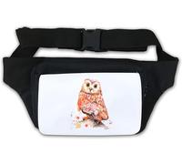 Owl Illustration Watercolor Graphic Waist Bag Fanny Pack White