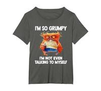 Owl I'm So Grumpy I'm Not Even Talking to Myself T-Shirt, Women's Plus, Asphalt Grey, 2X