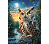 Owl in A Moonlit Forest 300 Piece Count Premium Jigsaw Puzzle Fairy Tale Scenery Cartoon For Adults Teens 14+ Concentration Training Indoor Game Family Game Night 300 PCS