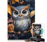 Owl In Autumn Leaves Jigsaw 1000 Pieces for Adults Cognitive Toy Bonding Time Pattern Assembly Santa Wish Item (38x26cm)