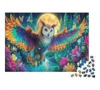 Owl in Cosmos 100% Recycled Cardboard Psychedelic Owl 1000 Piece Puzzle for Adults Beautifully Illustrated Brainteasing 52x38cm/1000pcs
