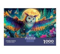 Owl in Cosmos 1000 Piece Recycled Cardboard Owl in Blooms Premium Puzzle, Educational Game 12+, Decompression & Personalised Gift 38x26cm/1000pcs