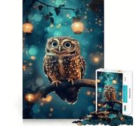 Owl in Enchanted Forest Jigsaw Puzzles for Adults1000 Piece Strengthen Memory Home Activity Clean Edge Festive Gift (38x26cm)