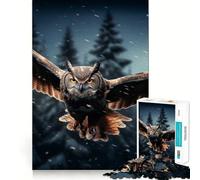 Owl in Flight Jigsaw Puzzles for Adults1000 Pieces Recall Upgrade Peaceful Time Tight Cut Santa Wish List (38x52cm)
