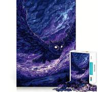 Owl in Flight Under Starry Sky 1000 Piece Jigsaw Puzzles for Teenagers Jigsaw Smart Game Warm Time Image Assembly Lovely Gift (50x75cm)