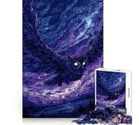 Owl in Flight Under Starry Sky 1000 Piece Jigsaw Puzzles for Teenagers Jigsaw Smart Game Warm Time Image Assembly Lovely Gift (50x75cm)