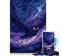 Owl in Flight Under Starry Sky Hard Jigsaw Puzzle for Adults 1000 Pieces Smart Game Home Enjoy Image Assembly Festive Gift (38x26cm)