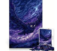 Owl in Flight Under Starry Sky Hard Jigsaw Puzzle for Adults 1000 Pieces Smart Game Home Enjoy Image Assembly Festive Gift (38x26cm)