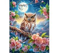 Owl in Magical Forest 300 Pc DIY Jigsaw Puzzle Fairy Tale Animal Plant Puzzles for Adults Teens Hard Challenging Team Building Stress Reducing Autumn High-grade Rigid Cardboard 300 PCS