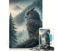 Owl in Misty Forest Landscape Jigsaw Puzzles for Adults 1000 Pieces Brain Workout Toy Relaxing Fun Art Assembly (50x75cm)