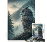 Owl in Misty Forest Landscape Jigsaw Puzzles for Adults 1000 Pieces Brain Workout Toy Relaxing Fun Art Assembly (50x75cm)