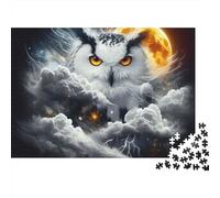 Owl in Moonlight 1000 Piece Puzzle for Adults White Owl Silhouette Against Full Moon Clouds Premium Sturdy Vibrant Challenging Stress Relief Family Game Decor 70x50cm/1000pcs