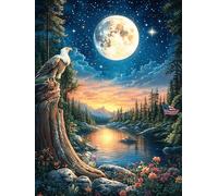 Owl in Moonlight Forest 300 Pcs Jigsaw Puzzles Fairy Tale Scenery Cartoon Puzzles for Adults Teens Fun Family Game Team Building Stress Reducing Autumn Eco Friendly Cardboard 300 PCS