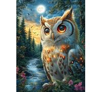 Owl in Moonlight Forest 500 Pcs Jigsaw Puzzles Puzzles for Adults Teens Brain Game Fun Family Game Team Building Stress Reducing Autumn Thick Cardboard 500 PCS