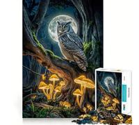 Owl in Moonlight Forest Jigsaw Puzzle for Adults 1000 Pieces Boost Recall Leisure Fun Accurate Edge Lovely Present (50x75cm)