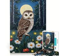 Owl in Moonlight Painting Hard Jigsaw Puzzle for Adults 1000 Pieces Solid Logic Toy Simple Fun Precision Cut (50x75cm)