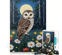 Owl in Moonlight Painting Jigsaw Puzzles 1000 Pieces for Adults Focus Brain Toy Home Leisure Tight Edge Santa Wish Gift (38x52cm)