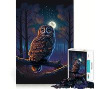 Owl in Night Forrest 1000 Piece Jigsaw Puzzles for Adults Jigsaw Enhance Memory Gentle Leisure Firm Cut (50x75cm)
