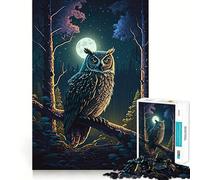 Owl in Night Forrest 1000 Piece Jigsaw Puzzles for Adults Jigsaw Smart Game Together Fun Image Assembly Seasonal Gift (38x52cm)