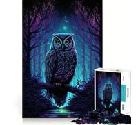Owl in Night Forrest 1000 Piece Jigsaw Puzzles for Teenagers Jigsaw Smart Game Warm Time Image Assembly Lovely Gift (38x52cm)