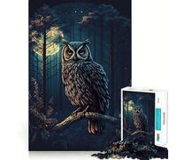 Owl in Night Forrest Hard Jigsaw Puzzle for Adults 1000 Pieces Boost Memory Soothing Play Premium Cut Perfect Present (38x26cm)