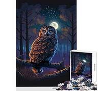 Owl in Night Forrest Jigsaw Puzzle 1000 Piece for Teenagers Serene Peaceful Play Activity Peaceful Calm Stress Relief (50X75cm)