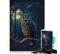 Owl in Night Forrest Jigsaw Puzzles for Adults 1000 Pieces Fine Logic Toy Casual Relax Neat Edge Fine Art Piece (38x52cm)