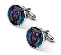Owl in Night Mens Classic Cufflinks Custom Shirt Cuff Links Jewelry Accessories for Business Wedding 0.7" 0.8"