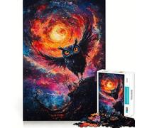 Owl in Night Sky Hard Jigsaw Puzzle for Adults 1000 Pieces Solid Logic Toy Simple Fun Precision Cut (38x52cm)