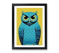 Owl In Pop Art Framed Print | A3 Black Framed Wall Art | Ready to Hang | Pop Art Animal Picture | Living Room Bedroom Lounge Office