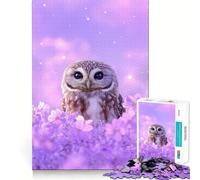 Owl in Purple Flowers Hard Jigsaw Puzzle for Adults 1000 Pieces Solid Logic Toy Simple Fun Precision Cut (38x26cm)
