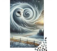 Owl in Snowstorm1000 Pieces Premium Cardboard Swirl Owl Jigsaw Puzzle Collection Adults Teens 12-18 Years Fun Game Mind Relaxation Gift 38x26cm/1000pcs