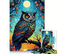 Owl in Starry Night for Adults 1000 Piece Puzzle Mind Challenge Toy Calm Escape Quality Cut Art Collection Piece (50x75cm)