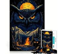Owl in The Night Jigsaw Puzzles for Adults 1000 Pieces Brain Workout Toy Relaxing Fun Art Assembly (38x52cm)