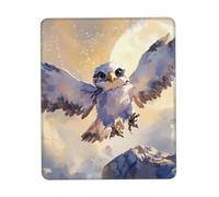 Owl in The Sky Mouse Pad Black Durable Soft Waterproof Non-Slip Rubber Leather with Stitched Edge Gaming Mouse Pads for Desk Office Laptop11.8 x9.8