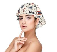 Owl In The Woods Print Satin Silk Bonnet for Sleeping Women, Adjustable Double Layer Satin Hair Bonnet Night Sleep Cap for Curly Hair