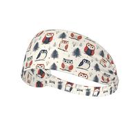 Owl in The Woods Print Workout Headbands for Women - Non-Slip Stretchy Sweat Head Bands for Women Hair, Moisture Wicking Sweatband for Sports Running Tennis Athletic Gym Yoga