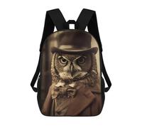 Owl in Top Hat Art Print Backpack, 3D Printed School Bag, School Lunch Bag, Travel Backpack, Friends Backpack, School Backpack for Girls And Boys 17inch