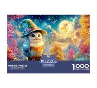 Owl in Witch Hat Under Full Moon 1000 Piece Jigsaw Puzzle Dreamy Owl Great Present for Kids & Adults 38x26cm/1000pcs