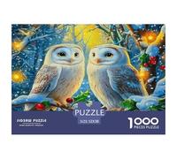 Owl Jigsaw 1000 Piece Challenge Game for Adults, Winter Snowy Forest Impossible Jigsaw Puzzles 1000 Pieces Educational Game Home Decoration 52x38cm/1000pcs