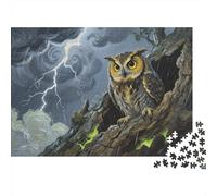 Owl Jigsaw Puzzles 1000 Piece Challenge Game for Adults,Thunderstorm Tree Scene Impossible Jigsaw Puzzle 1000 Pieces Educational Games Home Decoration 1000pcs (75x50cm)