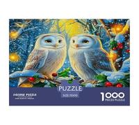 Owl Jigsaw Puzzles 1000 Piece Challenge Game for Adults, Winter Snowy Forest Impossible Jigsaw Puzzles 1000 Piece Educational Game for Adults Or Families Pieces Gifts 70x50cm/1000pcs