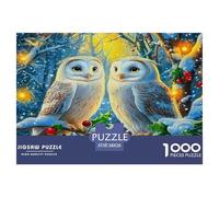 Owl Jigsaw Puzzles 1000 Piece Challenge Toy for Adults, Winter Snowy Forest Impossible Jigsaw Puzzles 1000 Piece Educational Game Home Decoration 38x26cm/1000pcs