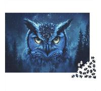 Owl Jigsaw Puzzles Puzzle for Adults Kids. 1000 Piece Starry Sky Forest Whimsical Challenge Toy Home Decoration for Gifts 1000pcs (75x50cm)