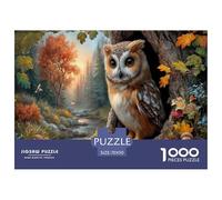 Owl Jigsaw Puzzles Puzzles for Adults Kids. 1000 Piece Autumn Forest Stream Whimsical Challenge Toy Home Decoration for Adults& Kids Age 14 Years Up 70x50cm/1000pcs